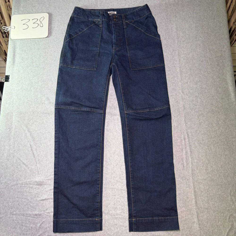 Diesel Womens Dark Wash Utility Straight Leg Denim Jeans Size 25 Button Fly